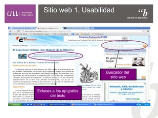Sitio web 1. Usabilidad
Buscador del
sitio web
Enlaces a los epígrafes
del texto
 