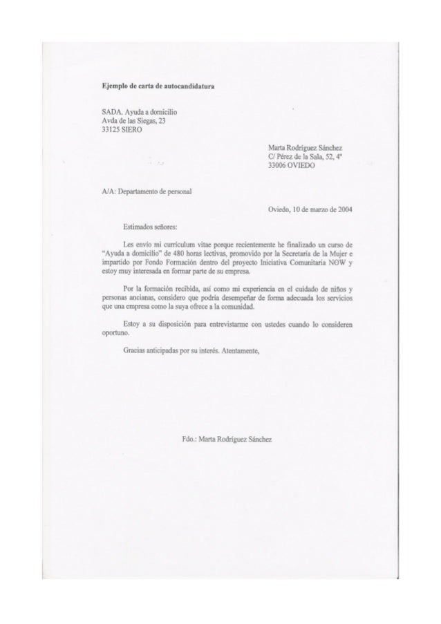 Carta De Manutencion Ejemplo
