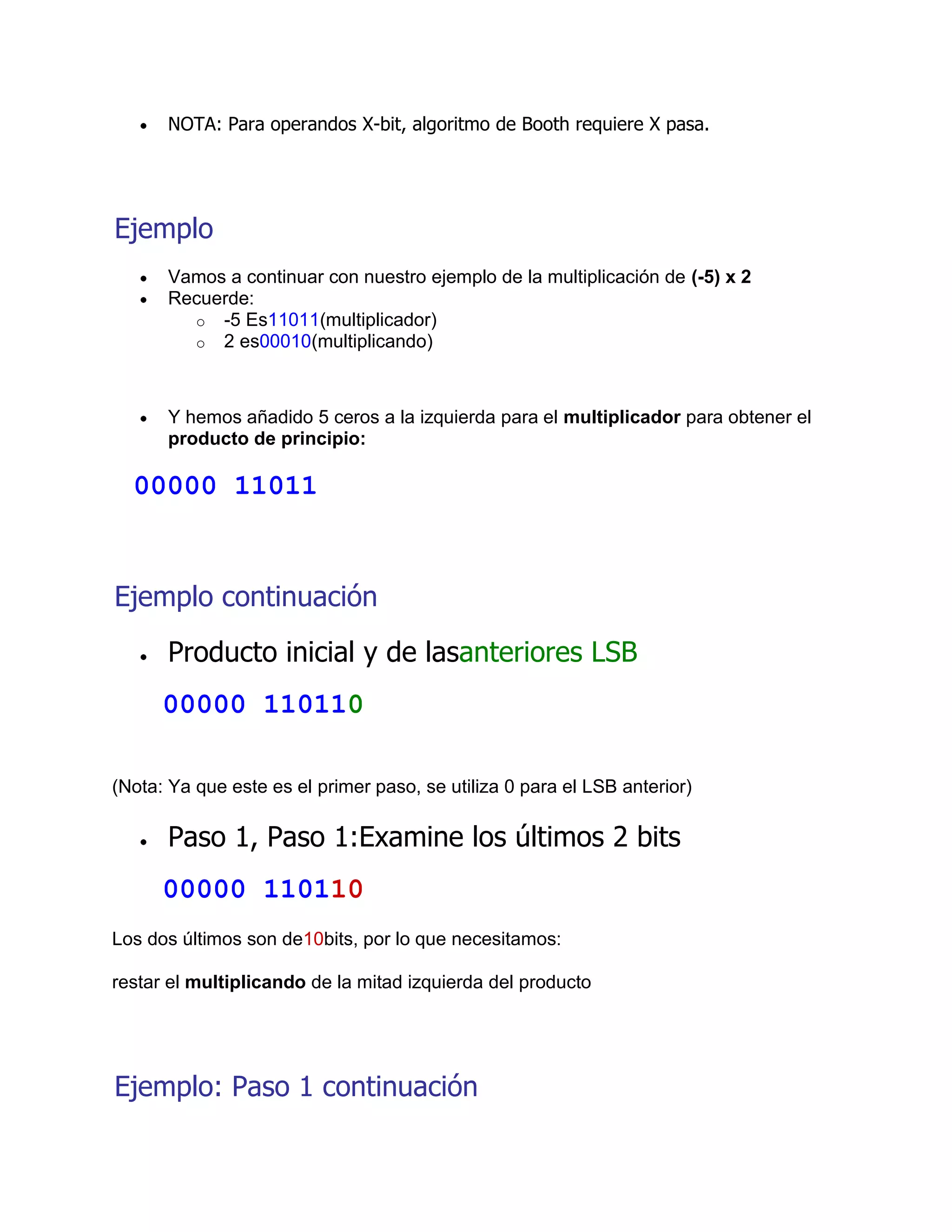 Ejemplo de algoritmo de booth | DOCX | Computing | Technology & Computing