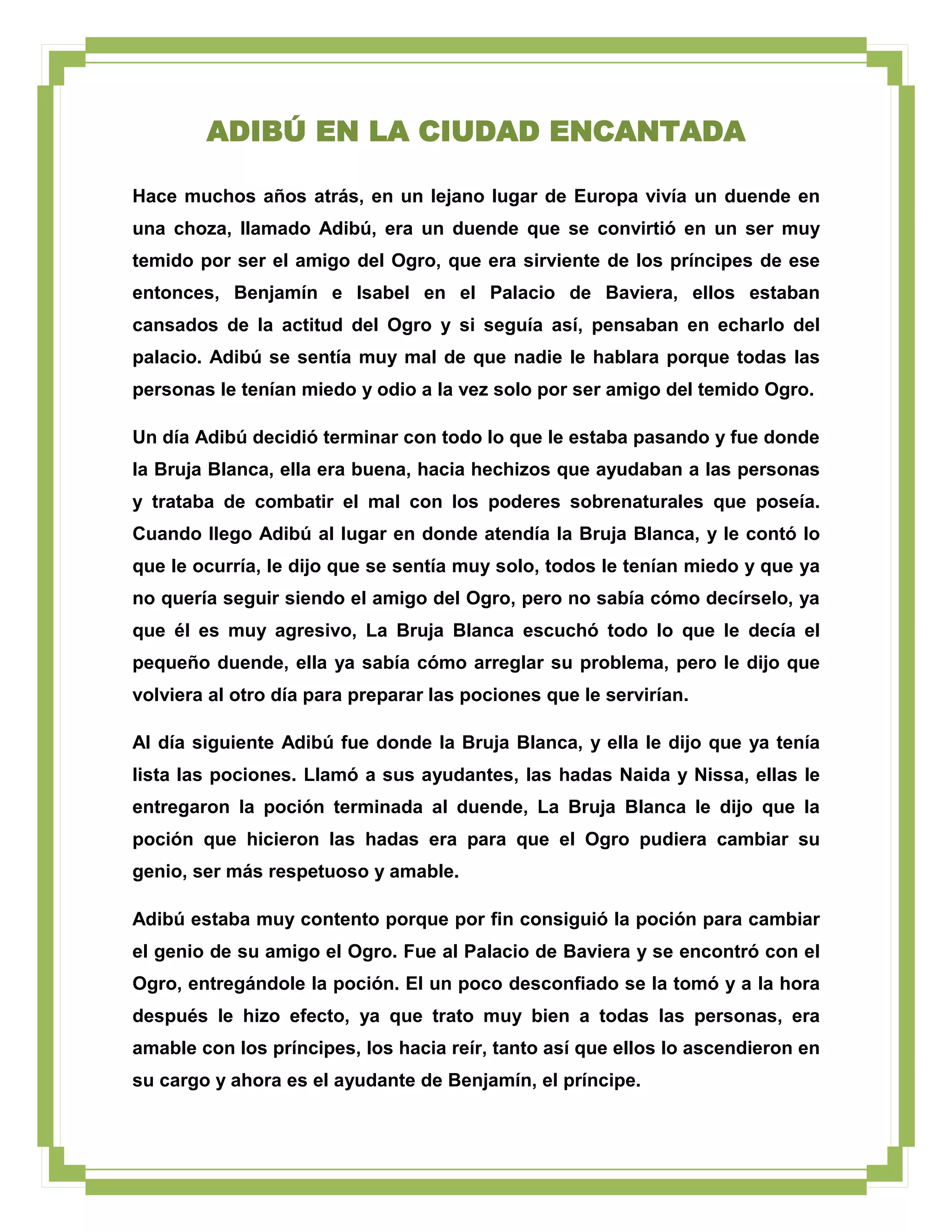 Ejemplo de cuento | DOCX