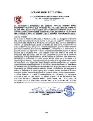 143
ACTA DE TOMA DE POSESIÓN
 