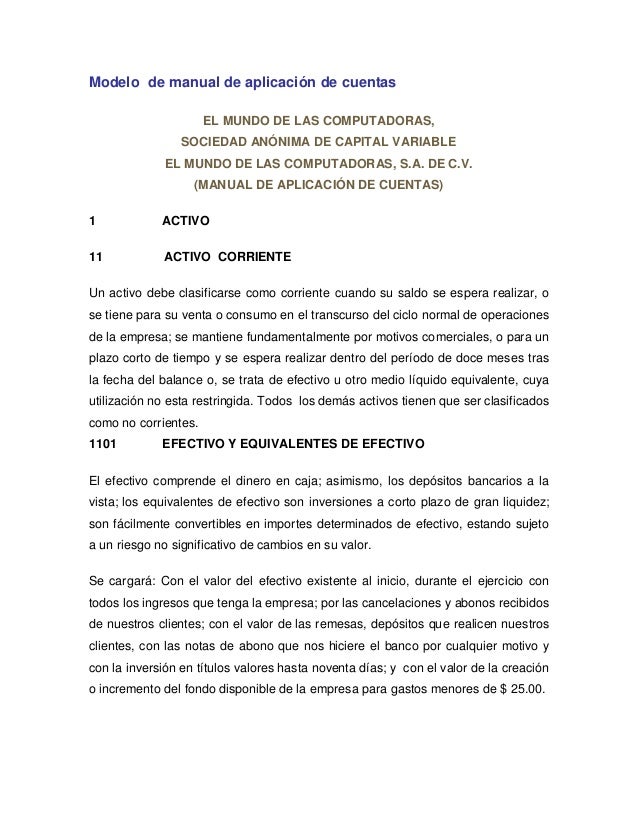 Ejemplo de manual de cuentas