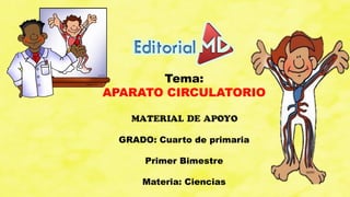 Tema:
APARATO CIRCULATORIO
MATERIAL DE APOYO
GRADO: Cuarto de primaria
Primer Bimestre
Materia: Ciencias
 