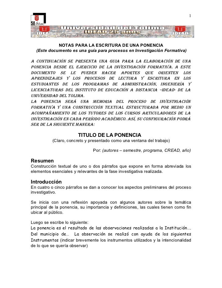 Ejemplo De Ponencia InvestigacióN Formativa