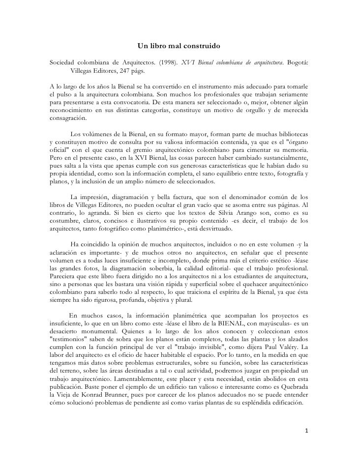 Ejemplo 3 de reseña crítica