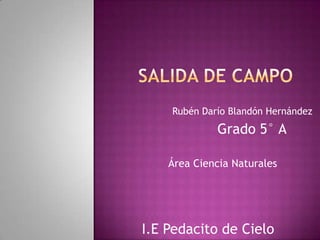Salida de Campo  Rubén Darío Blandón Hernández Grado 5° A Área Ciencia Naturales  I.E Pedacito de Cielo 