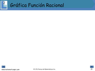 www.matematicaspr.com © L2DJ Temas de Matemáticas Inc. 21
Gráfica Función Racional
 