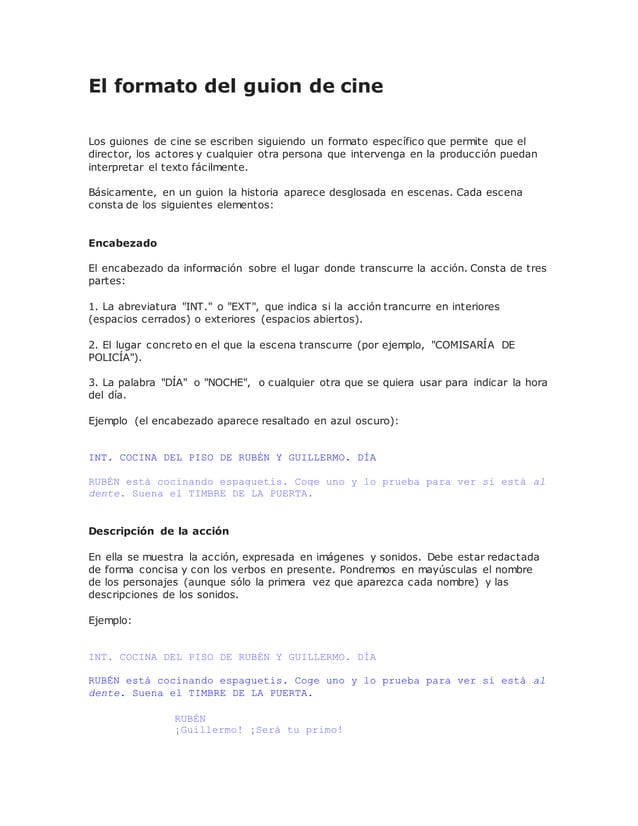 FORMATO DE UN GUION DE CINE PDF FORMATO DE UN GUION DE CINE PDF