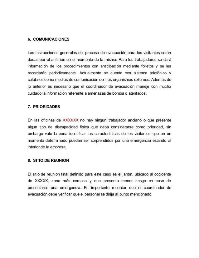 ejemplo plan de emergencia