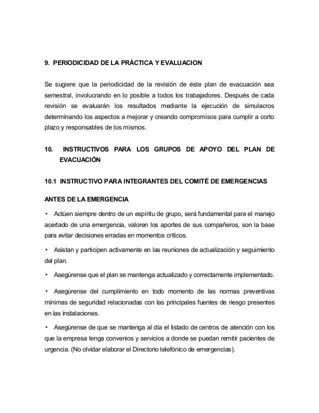 ejemplo plan de emergencia