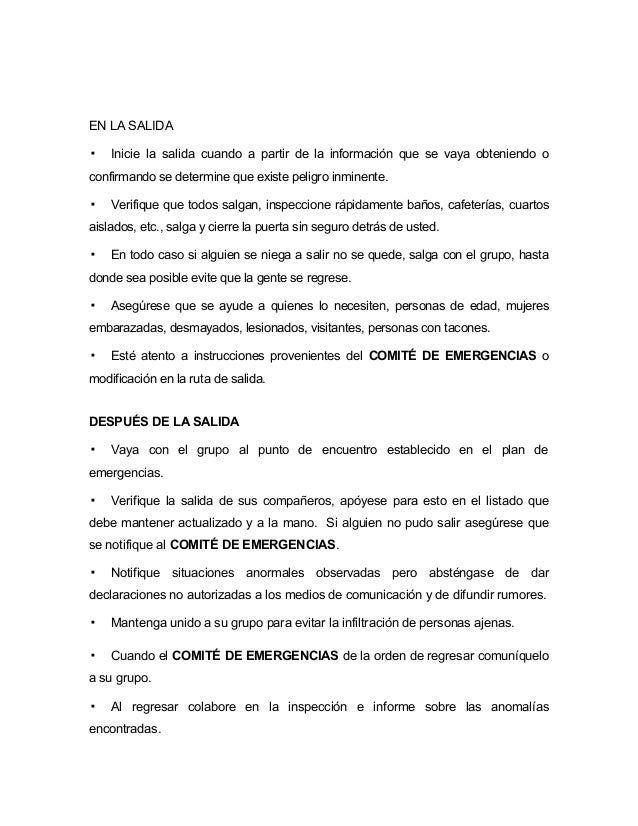 ejemplo plan de emergencia