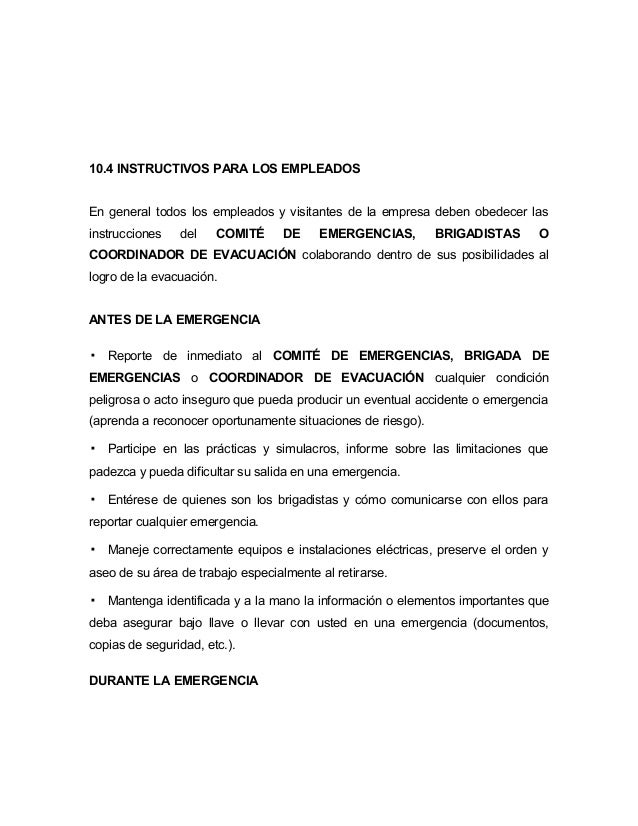 ejemplo plan de emergencia