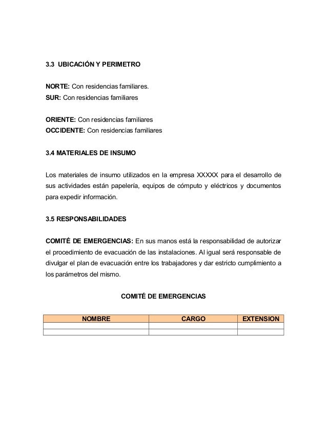 ejemplo plan de emergencia