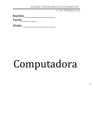 Plo Informatica Ejemplo planeacion informatica preescolar | DOC