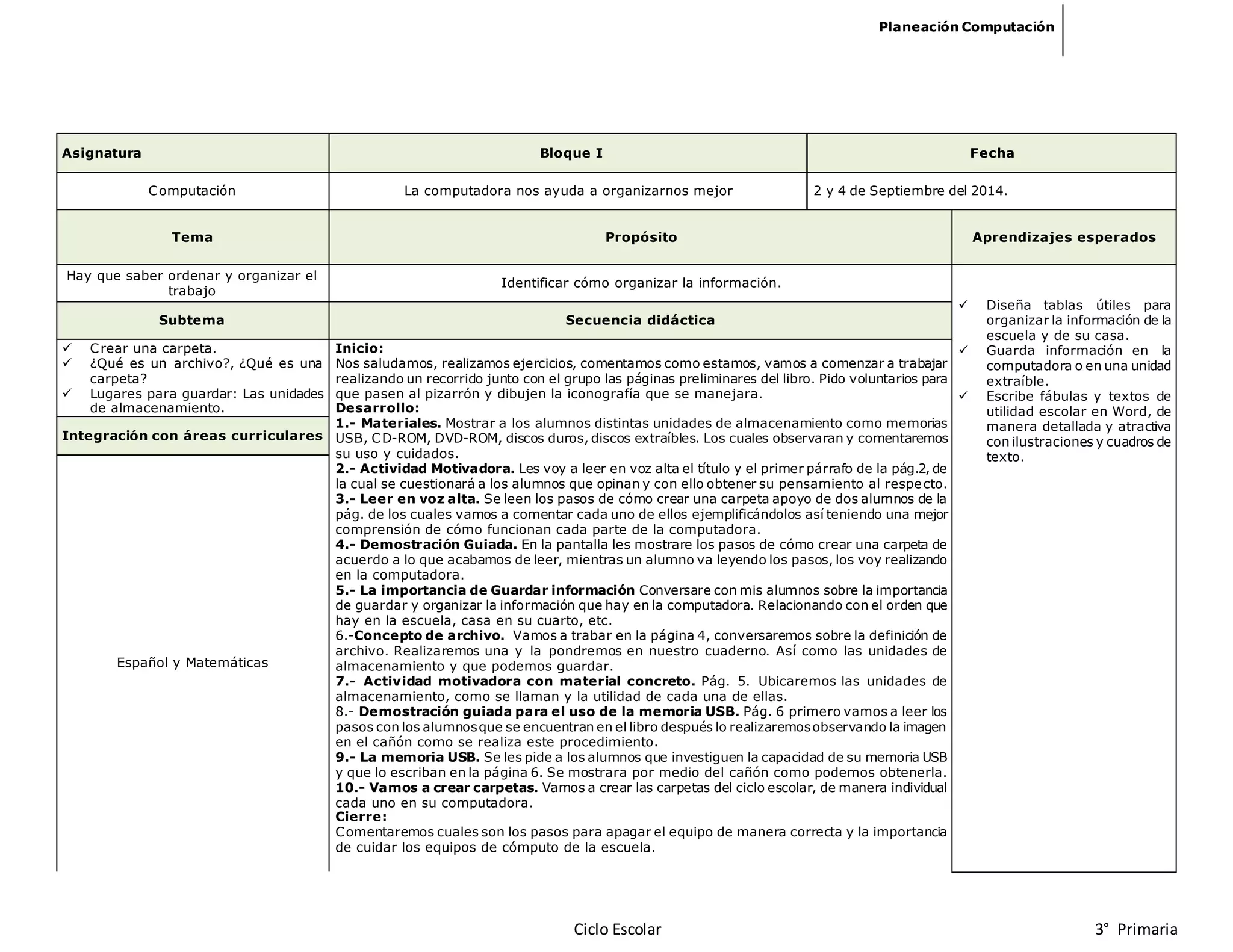 Plo Informatica planeacion informatica primaria | DOCX