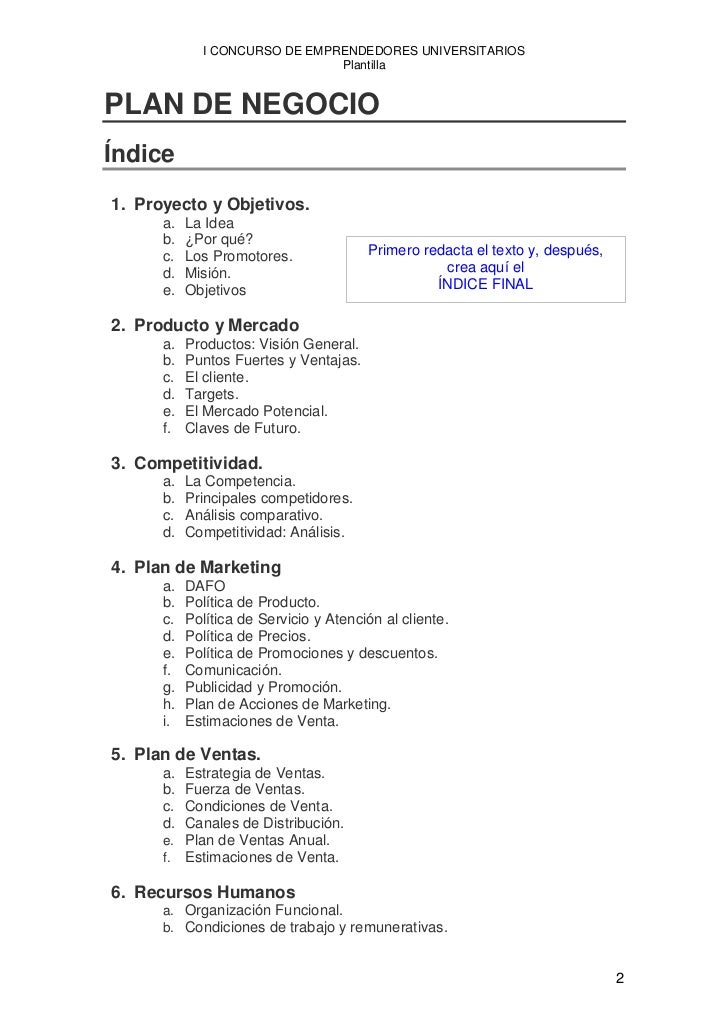 ejemplo plan negocio