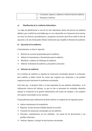 Plo Informatica eeeeeEjemplo practico de auditoria informática | DOCX