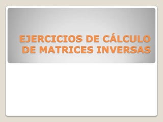 EJERCICIOS DE CÁLCULO DE MATRICES INVERSAS 