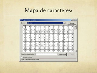 Mapa de caracteres: