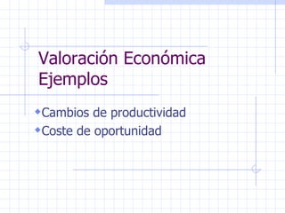 Valoración Económica Ejemplos ,[object Object],[object Object]