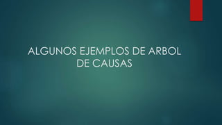 ALGUNOS EJEMPLOS DE ARBOL
DE CAUSAS
 