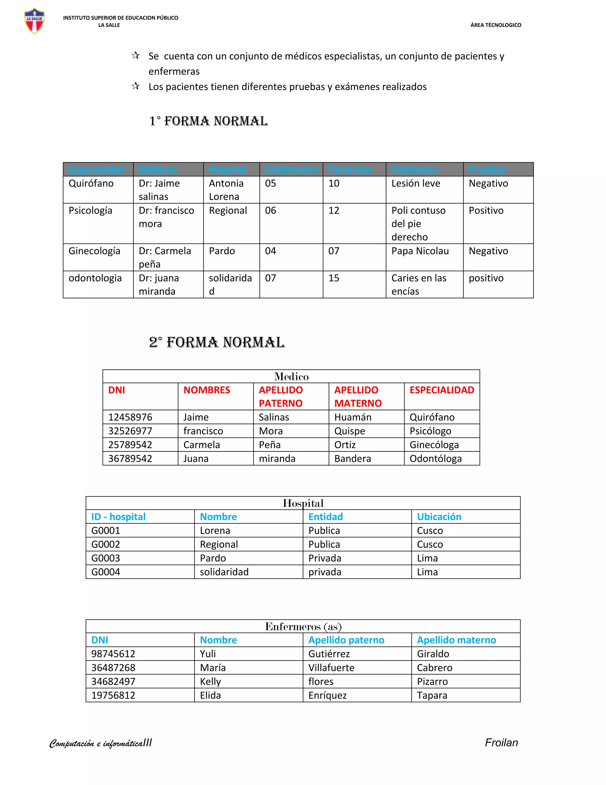 Ejemplos base de datos