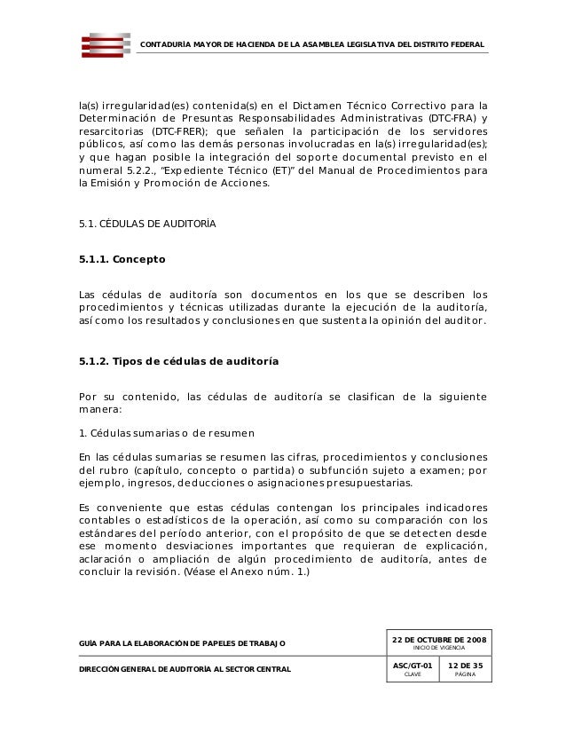 Ejemplos De Auditoria Cedulas