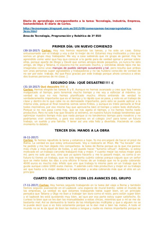 Ejemplos de diarios de aprendizaje