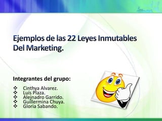Integrantes del grupo:
 Cinthya Alvarez.
 Luís Plaza.
 Alejnadro Garrido.
 Guillermina Chuya.
 Gloria Sabando.
 