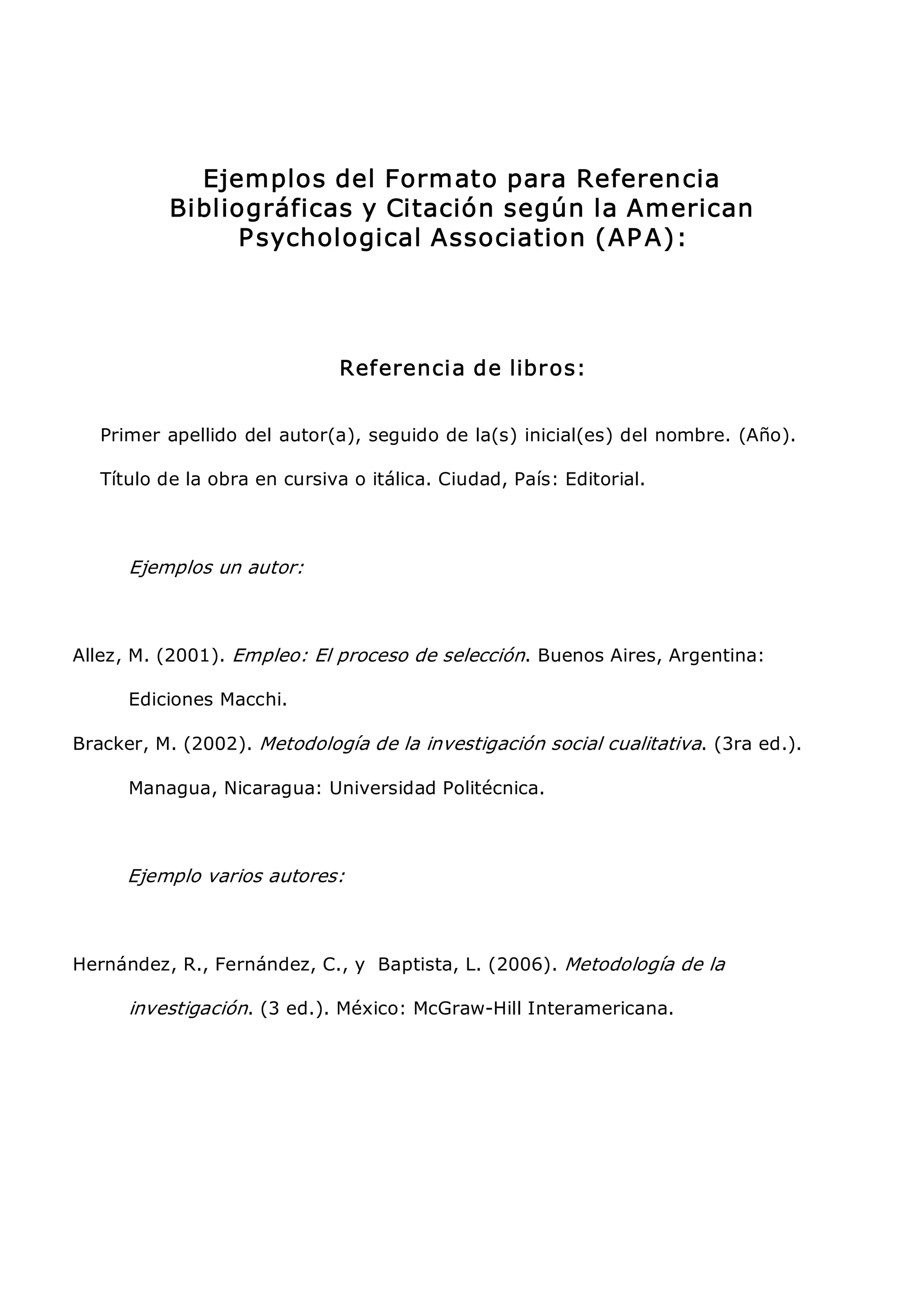 Ejemplosdelformatoparalasreferenciabibliograficasdela  americanpsychologicalassociation (1) | PDF