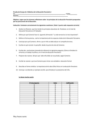 Ejemplos de pruebas objetivas.