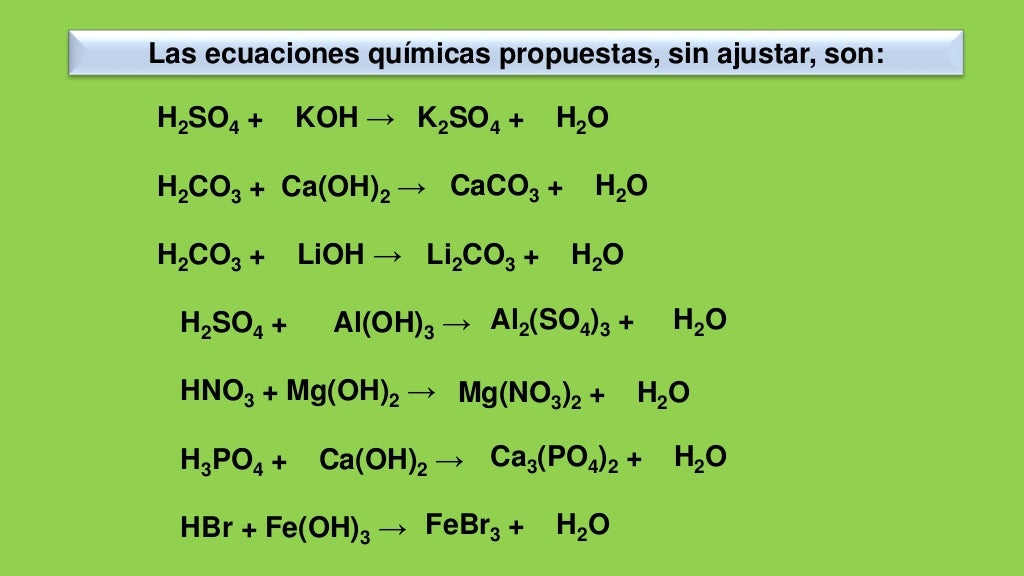 Ejemplos de reacciones ácido base y ajustes