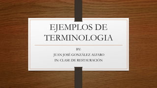 EJEMPLOS DE
TERMINOLOGIA
BY:
JUAN JOSÉ GONZÁLEZ ALFARO
IN: CLASE DE RESTAURACIÓN
 