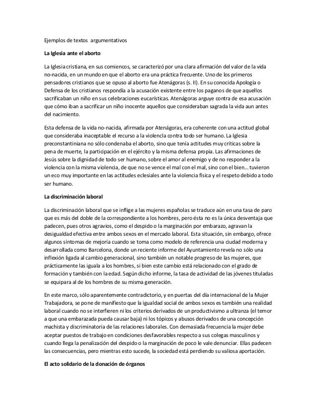 Ejemplos de textos argumentativos