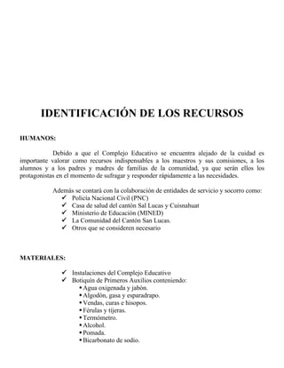 Ejemplos Plan De Preteccion Escolar