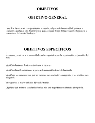 Ejemplos Plan De Preteccion Escolar