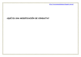 http://recursosauladeapoyo.blogspot.com.es/
¿QUÉ ES UNA MODIFICACIÓN DE CONDUCTA?
 