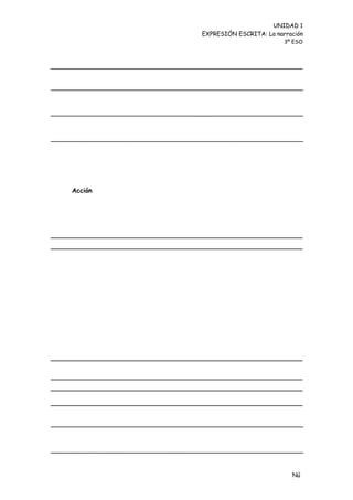 UNIDAD 1
                                    EXPRESIÓN ESCRITA: La narración
                                                             3º ESO




_____________________________________________________________


_____________________________________________________________


_____________________________________________________________




     Acción




_____________________________________________________________


_____________________________________________________________


                                                               Nú
                                                               me
 