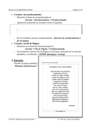 Ejercicios de open office writer | PDF