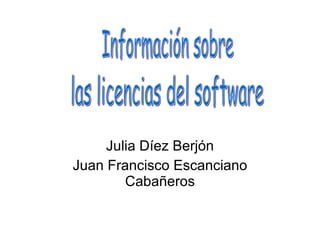 Julia Díez Berjón Juan Francisco Escanciano Cabañeros Información sobre  las licencias del software 