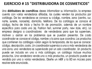 EJERCICIO # 15 "DISTRIBUIDORA DE COSMETICOS"
 