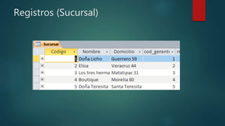 Registros (Sucursal)
 