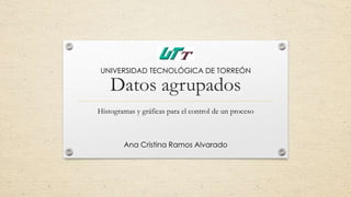 Datos agrupados
Histogramas y gráficas para el control de un proceso
Ana Cristina Ramos Alvarado
UNIVERSIDAD TECNOLÓGICA DE TORREÓN
 