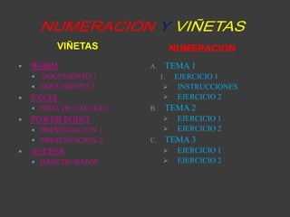 NUMERACIONYVIÑETASVIÑETASNUMERACIONWORD