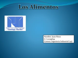 Nombre: Juan Pérez
C.I 22259639
Carrera: Ingeniería Industrial (45)
 