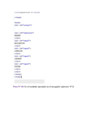 Paso N° 10: Es el resultado ejecutado en el navegador (ejercicio N°2)
 