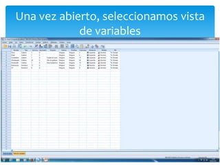 Una vez abierto, seleccionamos vista
de variables