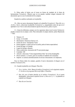 Ejercicio De Formularios En Word