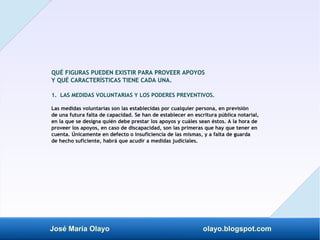 José María Olayo olayo.blogspot.com
QUÉ FIGURAS PUEDEN EXISTIR PARA PROVEER APOYOS
Y QUÉ CARACTERÍSTICAS TIENE CADA UNA.
1...