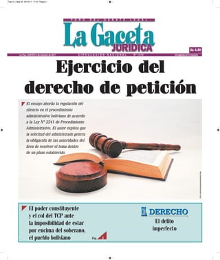 C I R C U L A C I Ó N N A C I O N A L Nº 1470 52 páginas en 2 cuerposLa Paz, JUEVES 5 de octubre de 2017
Bs 6.50
Ejercicio...